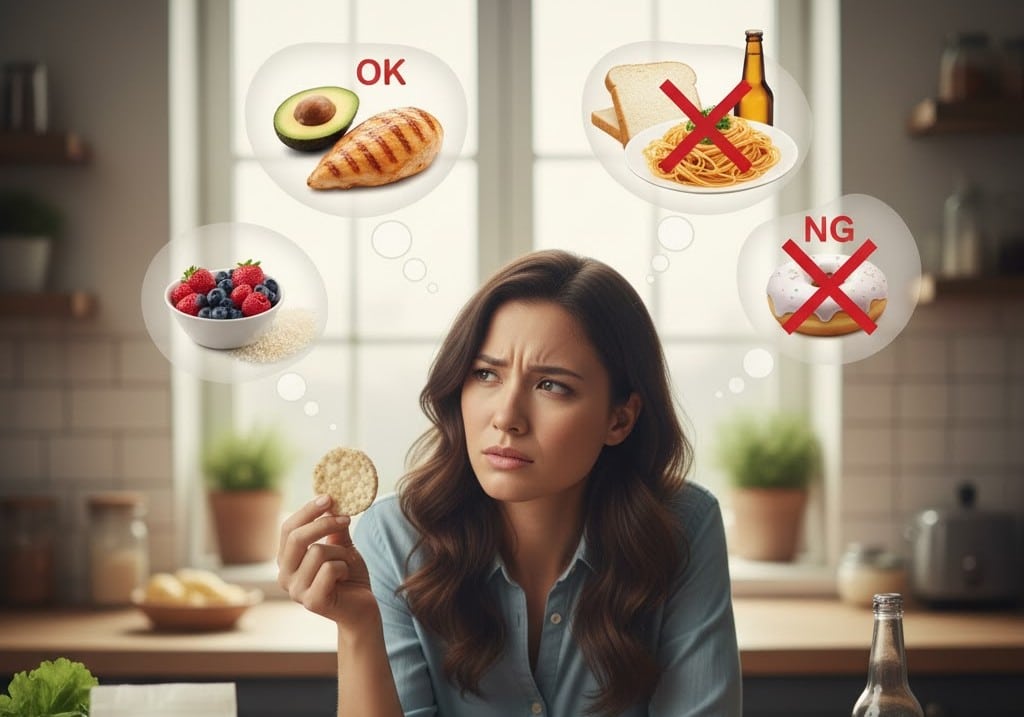 食材ごとにグルテンフリーかどうか悩んでいる様子