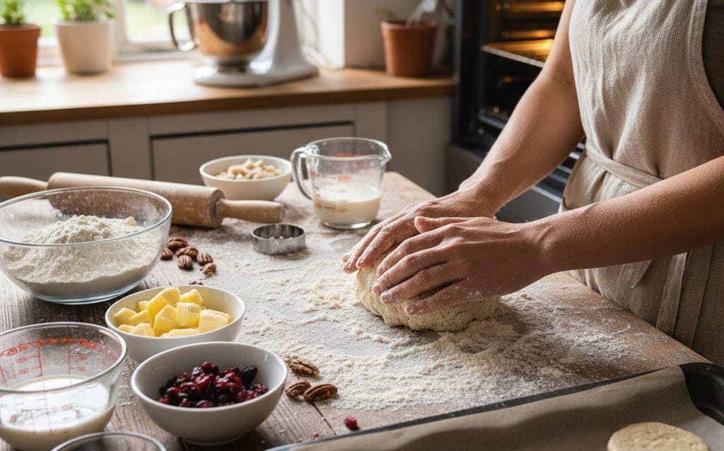 スコーンを手作りしている様子