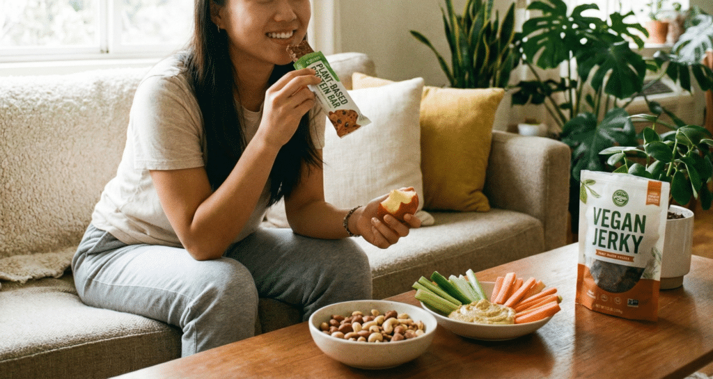 間食をプラントベース食品に置き換えている女性