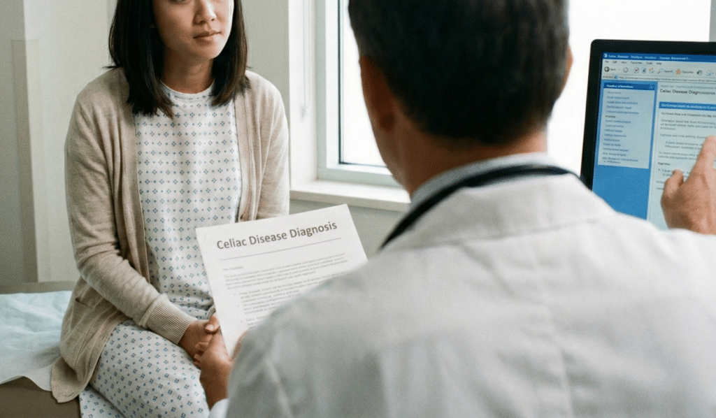 病院でセリアック病と診断された女性