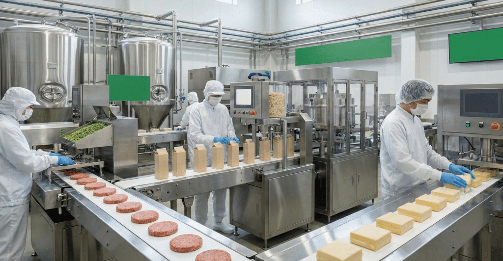 ヴィーガン食品を製造している工場